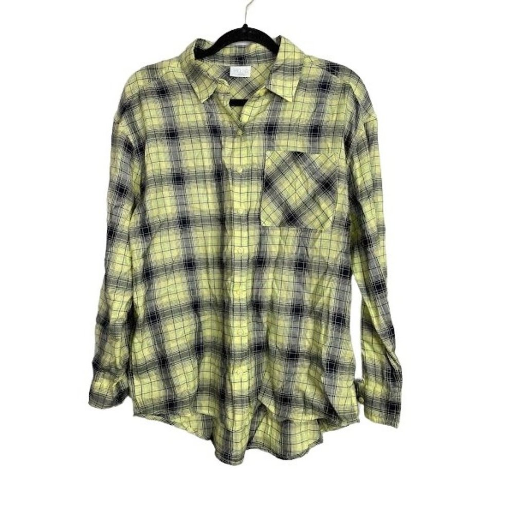 NWT ABound Plaid Button-Down Shirt Size S Camp Shirt Long Sleeve Yellow